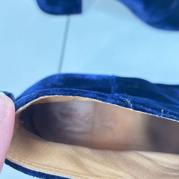 Madewell The Jillian Navy Blue Suede Leather Zip Heeled Booties Boots - Picture 8 of 8